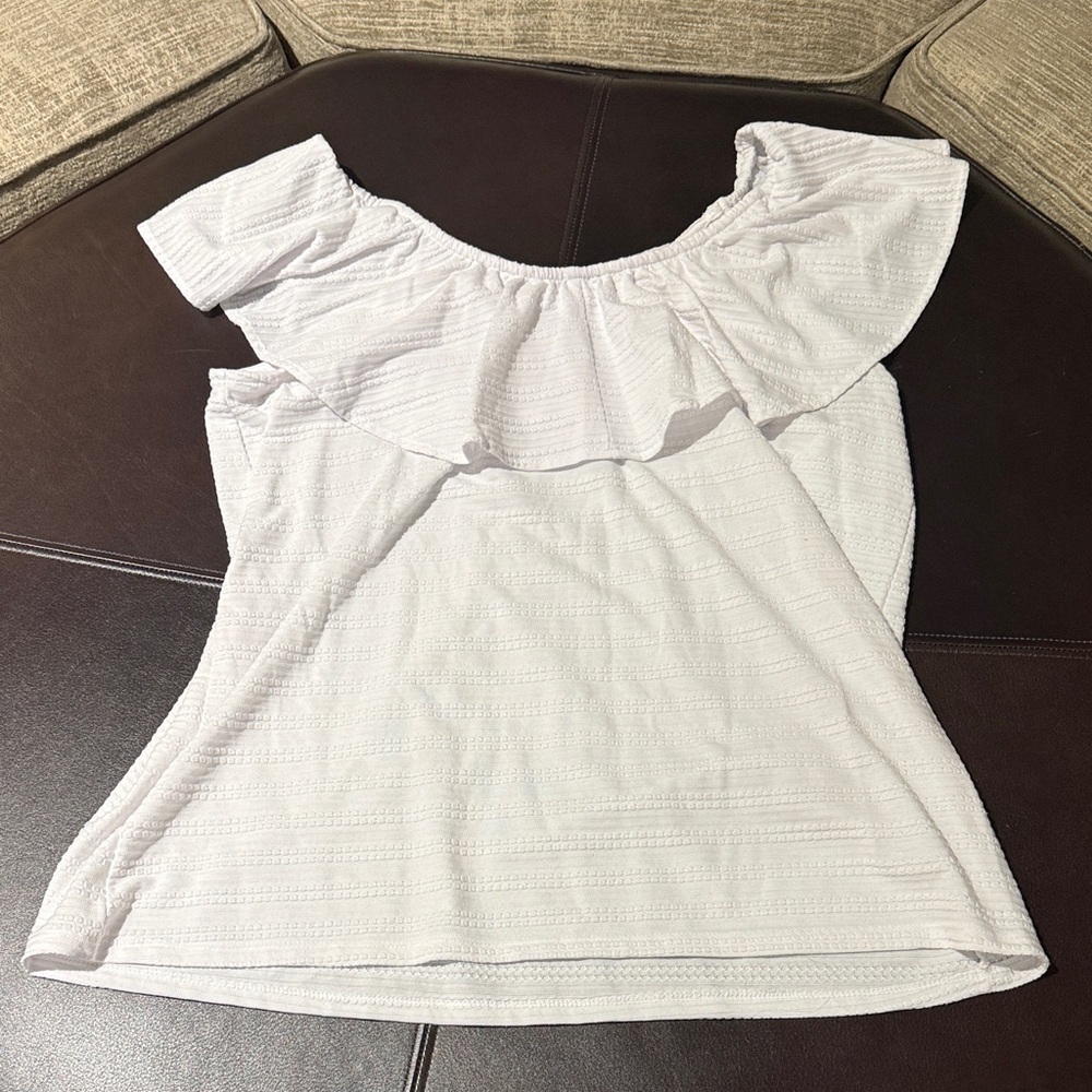 Style & Co. White Ruffled Blouse